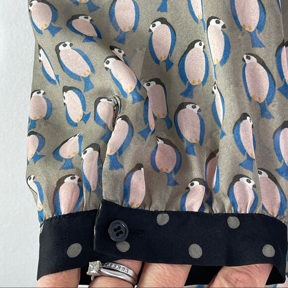 The Limited Semi Sheer Tan Papillon Bird Blouse, size small - Picture 5 of 10